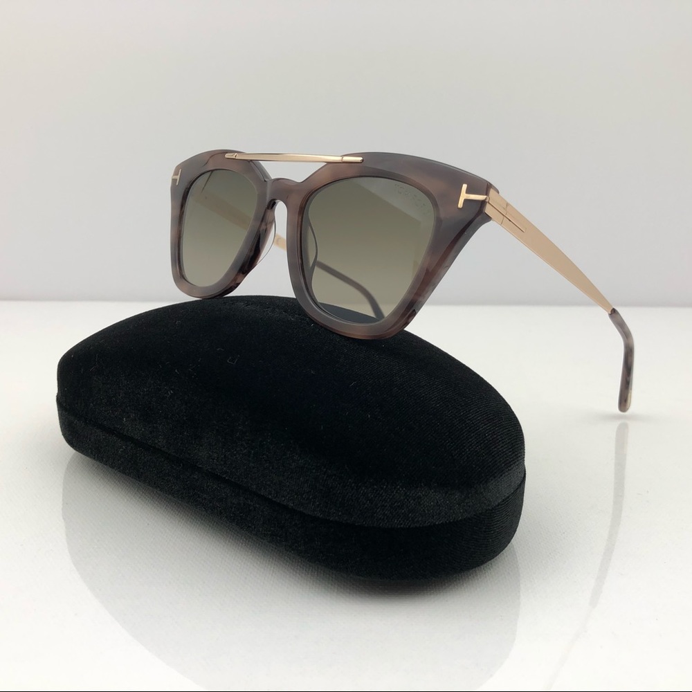 New TOM FORD Anna Cat Eye Brown Sunglasses - Picture 3 of 16